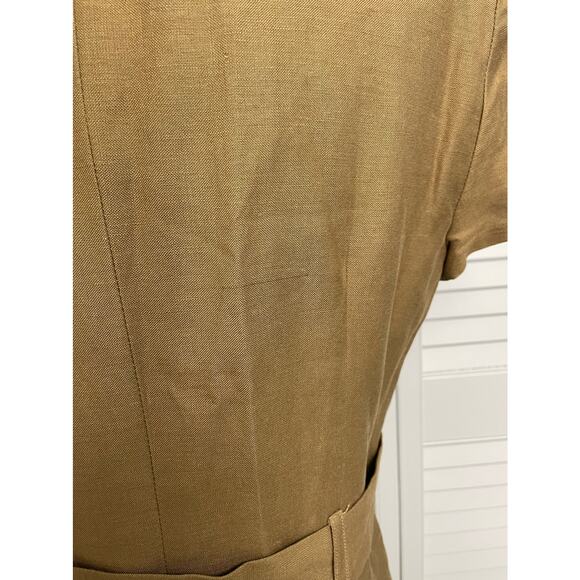 Laundry Shelli Segal brown tan short sleeve linen shirt dress women's size 8 - Picture 5 of 7